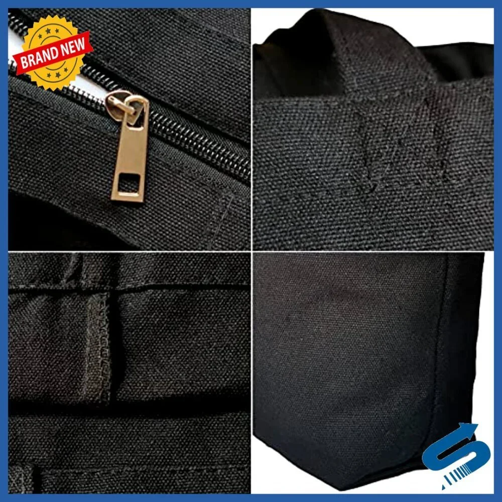 Canvas Tote Bags 6-Pack Zipper Closure Reusable Grocery Shopping Totes